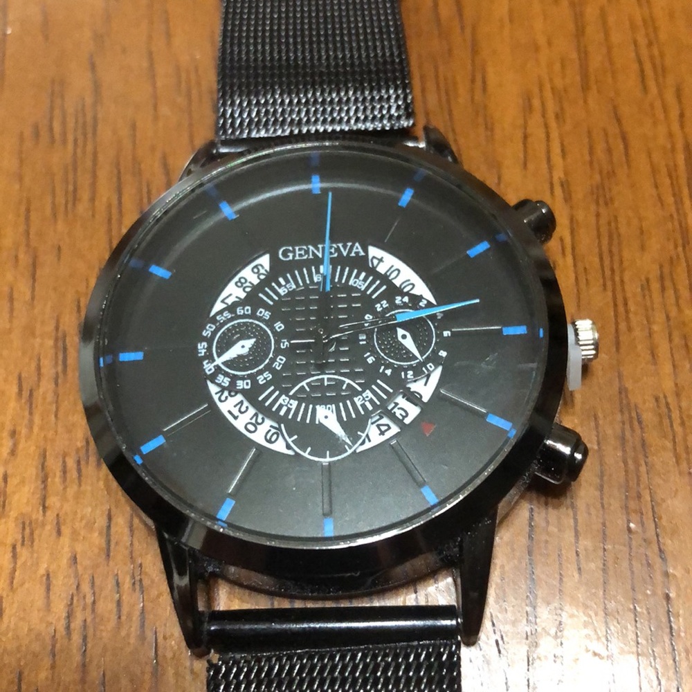 GENEVA Men's Watch Stainless Steel Calendar Sports - Picture 10 of 13